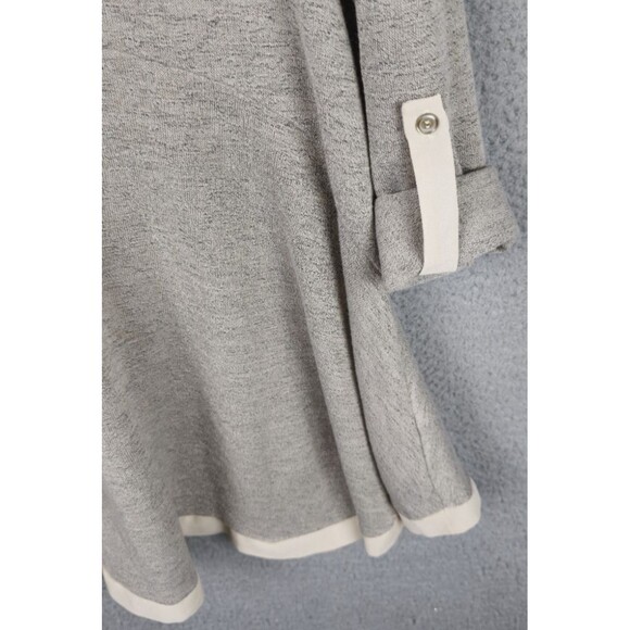 She + Sky Tunic Top Womens M Gray Beige Knit Semi Sheer Back Roll Tab Flowy - Picture 10 of 13